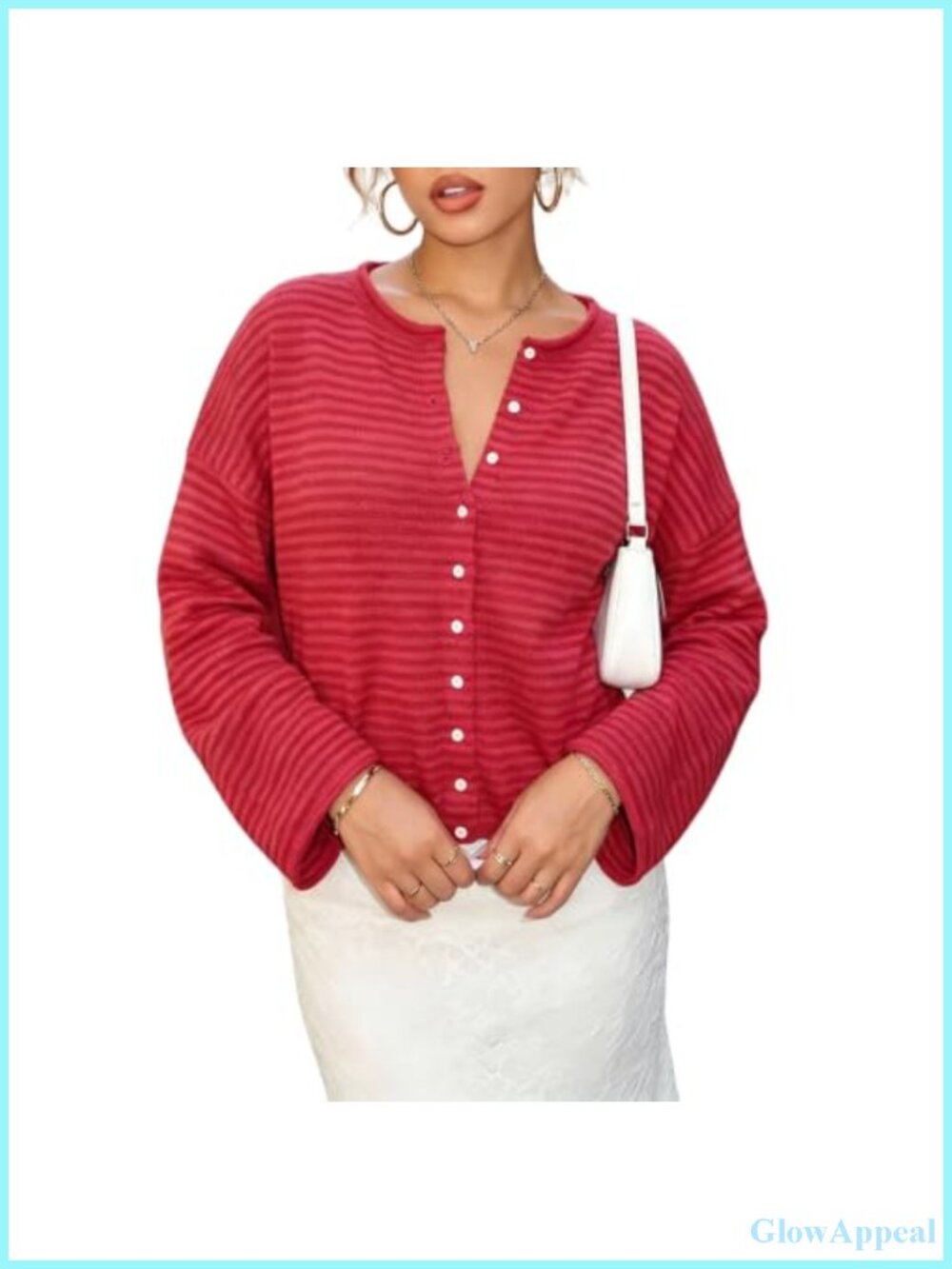 Striped Cardigan Sweater Long Sleeve Button Down Crop Knitwear Fall
